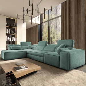 Ecksofa mit Schlaffunktion Viano XI patina links trendiges und stilvolles Ecksofa mit verstellbaren Kopfstützen Zierkissen