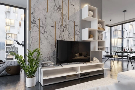 Nestorio weiß / weiß glänzend stilvolles Design, passend zu jeder Inneneinrichtung RTV-Schrank mit Aufhängemöglichkeit