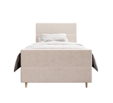 Boxspringbett Benet 120x200 beige im modernen skandinavischen Stil mit gepolstertem Kopf- und Fußteil Bett mit Staukasten