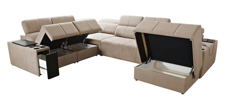 Ecksofa mit Schlaffunktion Tesalia VIII blau rechtsseitiges Komfort-Ecksofa für das Wohnzimmer mit innovativer Schiebefunktion der Rückenlehne