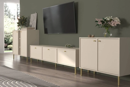 Möbel Kioto II beige stilvolles Design Wohnzimmer Möbel elegante Möbel von Metall goldenen Beinen subtilen Griffen unterstützt
