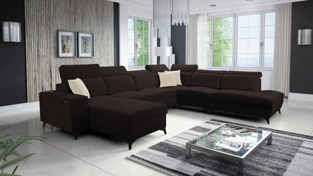 Ecksofa mit Schlaffunktion Kelly Sleek X braun linkes extrem elegantes Ecksofa für Wohnzimmer mit verstellbaren Kopfstützen