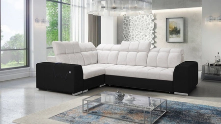 Ecksofa mit Schlaffunktion Luigi II hellbeige / schwarz links Komfort für die tägliche Entspannung Ecksofa mit Bettkasten