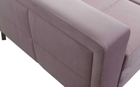 Ecksofa mit Schlaffunktion Nausa III puderrosa rechts Samt stilvolles bequemes Ecksofa verstellbare Kopfstützen Bettzeugcontainer