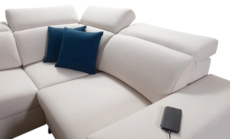 Ecksofa mit Schlaffunktion Kelly Sleek IV grau linke Ecke Schlafsofa mit Bettzeugkästen Webstoff