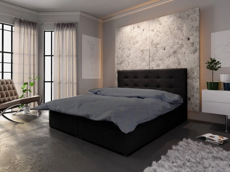 Boxspringbett Fresno 160x200 schwarzes Bett im modernen skandinavischen Stil mit Kopfteil