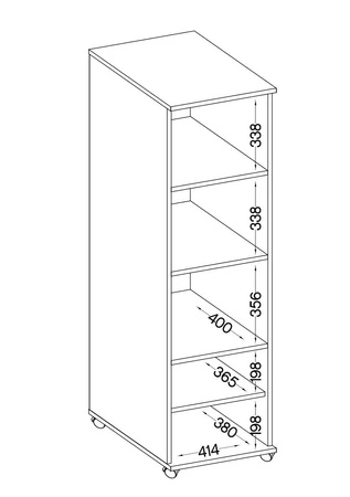 Regal auf Rädern Makana Eiche handwerklich funktionale Möbel für Büro, Arbeitszimmer oder Jugendzimmer