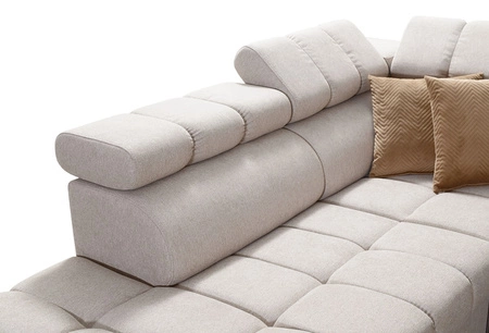 Ecksofa mit Schlaffunktion Bolmso XI Senf linke Seite stilvolles Design Ecksofa mit Schublade und Bettzeugkästen