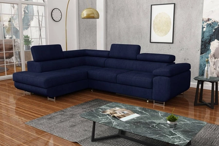 Ecksofa mit Schlaffunktion Ganta navy blue linke Seite moderner Veloursstoff garantiert höchsten Komfort und Funktionalität