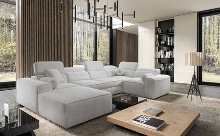 Ecksofa mit Schlaffunktion Viano IV Grau Esche links Designer Ecksofa das sich perfekt in moderne Einrichtungen einfügt
