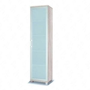 Vitrine Maximus 50 cm Eiche hell sonoma modernes Design Kante mit speziellen Furnierelementen aus gehärtetem Sicherheitsglas eingefasst