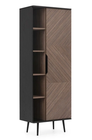 Tullio Möbelset schwarz graphit / Kapitänsdeck elegante Wohnwand mit interessanten Designkantengriffen