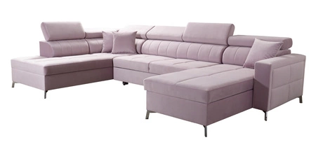 Ecksofa mit Schlaffunktion Nausa VI schwarz rechte Seite stilvolles Ecksofa für Wohnzimmer mit komfortabler Verarbeitung weichen Samtstoff