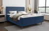 Boxspringbett Totti 140x200 blau stilvolles Bett mit Bettzeug Lagerung dreidimensionalen Stoff mit ausdrucksstarken Streifen