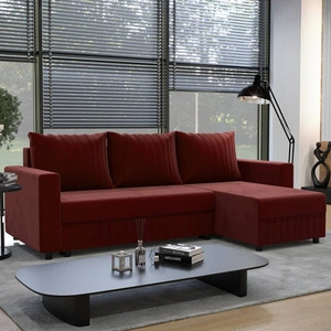 Ecksofa mit Schlaffunktion Pasco burgunderrot rechte Seite klassisches Ecksofa, das sich in jedes Dekor einfügt Ziernähte