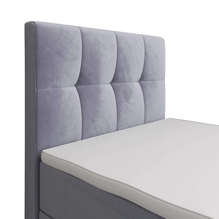 Boxspringbett Manhattan 120x200 hellblau im modernen skandinavischen Stil mit gepolstertem Kopfteil und Fußteil Bett mit Staukasten