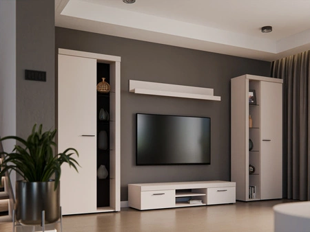 Wohnwand Rene XL sandbeige Perfektes Schrankwand für Liebhaber moderner Arrangements mit elegantem Charakter