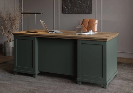 Schreibtisch mit Schubladen Evora 180 cm Flasche grün / Eiche lefkas geschmackvolles Design wird Liebhaber von ausdrucksstarken Interieur für das Arbeitszimmer oder Büro begeistern