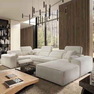 Ecksofa mit Schlaffunktion Viano IV Lux cremefarben rechts Design-Ecksofa mit ausziehbarem Fußteil großes Bettzeugfach