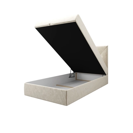 Boxspringbett Arvada 120x200 beige im modernen skandinavischen Stil mit gepolstertem Kopfteil Bett mit Staukasten