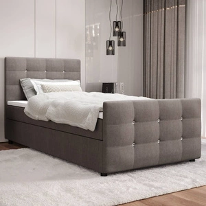 Boxspringbett Kansas 100x200 hellbraun Bett im modernen skandinavischen Stil mit gepolstertem Kopf- und Fußteil