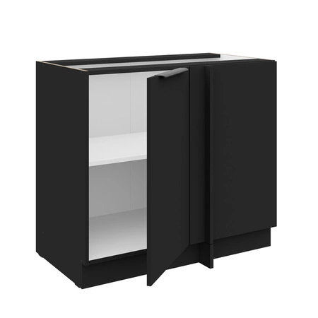 Eckküchenzeile Schwarz 105 ND 1F BB rechts Metallkantengriff feuchtigkeits- und beschädigungsbeständiger Schrank