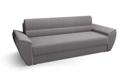 Sofa Fogu Bis grau Esche stilvolles Sofa mit bequemen Armlehnen Cord-Stoff-Polsterung Container für Bettzeug