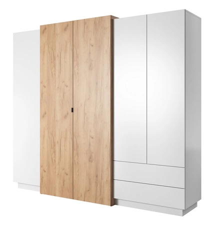 Schlafzimmermöbel-Set Space weiß / Eiche craft gold modernistisches Design Schlafzimmermöbel-Set mit Kleiderschrank LED-Beleuchtung