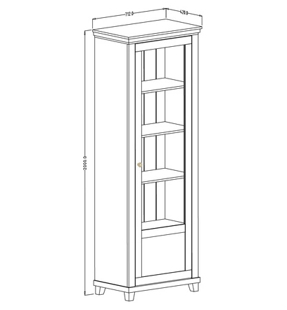 Vitrine Evora 71 cm beige / Eiche dunin rechts wird Liebhaber von ausdrucksstarken Interieur ideal für das Wohnzimmer und Esszimmer begeistern