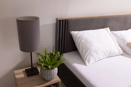 Bett Estan 160x200 cm anthrazit ideales Bett für das Schlafzimmer ABS-Kante Designer-Polsterkopfteil