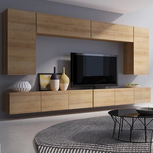 Möbelwand Apulia XIII Eiche gold Eine besonders stilvolle Schrankwand mit einfachen Möbelstücken, die in jedes Interieur passt