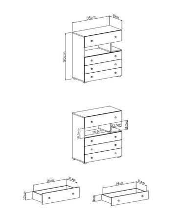 Möbel-Set Epsilon weiß / Beton ideal für ein Jugend- oder Kinderzimmer in einem trendigen Stil