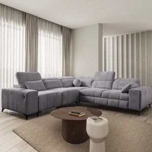 Ecksofa mit Schlaffunktion Penejos III hellgrau links bequemes Ecksofa für das Wohnzimmer zwei Container für Bettzeug