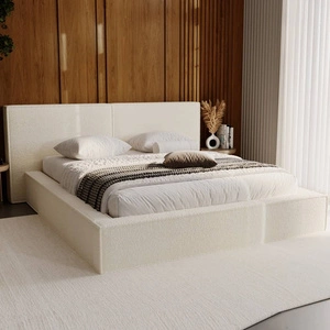 Polsterbett Palise 140x200 creme stilvolles Bett mit Bettzeugablage komfortables Kopfteil besticht durch sein elegantes Design