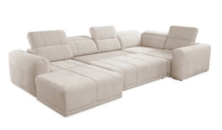 Ecksofa mit Schlaffunktion Cetara IV grau Esche links Design-Ecksofa mit verschiebbaren Rückenlehnen zwei Bettkästen