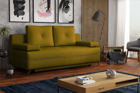Sofa mit Schlaffunktion Austin Senf moderner Plüschstoff garantiert höchsten Komfort und Funktionalität