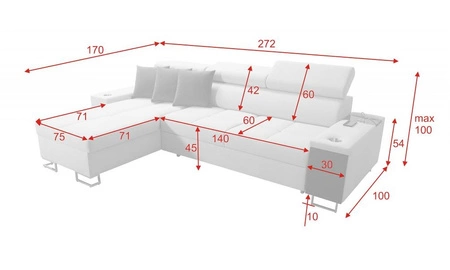 Ecksofa mit Schlaffunktion Dafni Arktisblau linksseitig geflochten bietet Komfort und Funktionalität während der täglichen Erholung