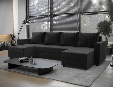 Ecksofa mit Schlaffunktion Pasco U graphit klassisches Design geschmackvoller Körper mit garantierter Funktionalität und Komfort weicher Stoff