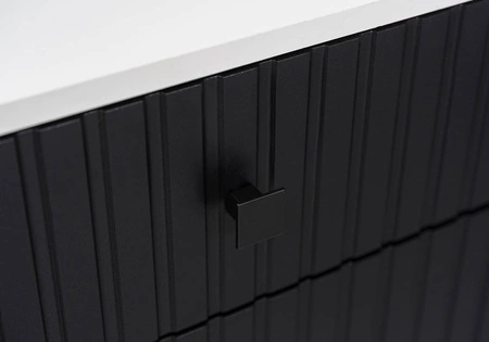 Kommode mit Schublade Senja 140 cm weiß / schwarz elegantes Design dekorative geriffelte Front mit Metallgriff