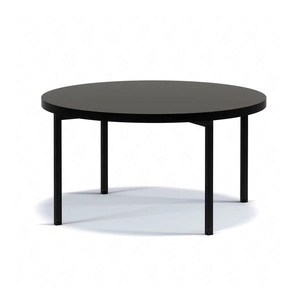 Runder Couchtisch 80 cm Sampi schwarz glänzend zeitloses Design solides Metallgestell idealer Tisch für jede Umgebung