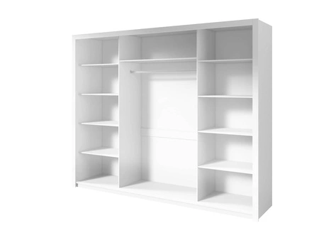 Schiebeschrank Parma 255 cm weiß modernes Design ABS-Finish und Aluminium-Türführungen