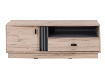 TV Schrank Estan 125 cm Eiche estan hell / anthrazit modernes Möbeldesign hochwertige Verarbeitung Kanten des Bücherregals mit einem speziellen Furnier versehen