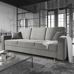 Das graue Sofa Kent mit Schlaffunktion im traditionellen und skandinavischen Stil passt perfekt in jedes Interieur und verleiht dem Raum Finesse und Charakter