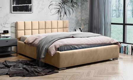 Polsterbett Nessa 140x200 aprikose rosa stilvolles Bett mit Bettzeugablage komfortables Kopfteil begeistert durch sein elegantes Design