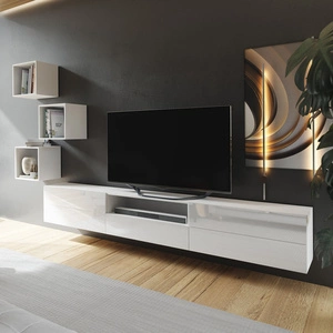 Sarti Möbel weiß / weiß glänzend stilvolles Design funktionelle Medienecke in einem extrem modernen Stil