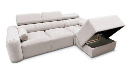 Ecksofa mit Schlaffunktion Cantare beige rechte Seite funktionelles und bequemes Ecksofa mit modernem Design Plüschstoff