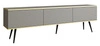 TV-Schrank Luxury 175 cm grau elegantes Design stilvolle geriffelte Front Korpus mit goldenen Zierleisten schwarze Metallbeine gekrönt
