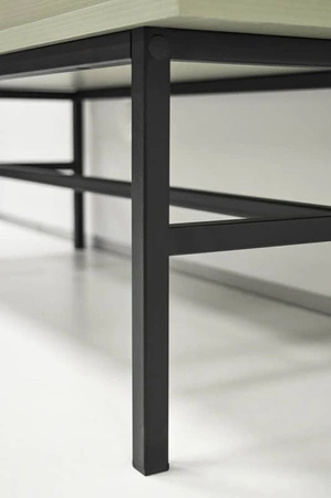 Schubladenkommode Kioto III 84 cm Eukalyptus modernes Design dezente schwarze Griffe Metallrahmen ideale Kommode für Wohnzimmer