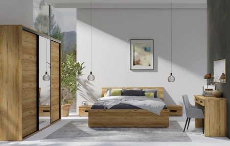 Bett Penelope 180x200 cm mit Bettzeug Container Eiche Katanien funktionelles Möbelstück für ein Schlafzimmer oder Jugendzimmer