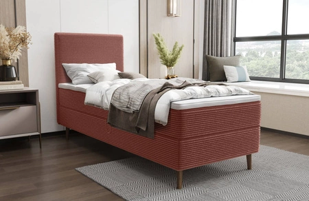 Boxspringbett Totti 90x200 Indisch rosa stilvolles Bett mit Bettzeug Lagerung dreidimensionalen Stoff mit ausdrucksstarken Streifen